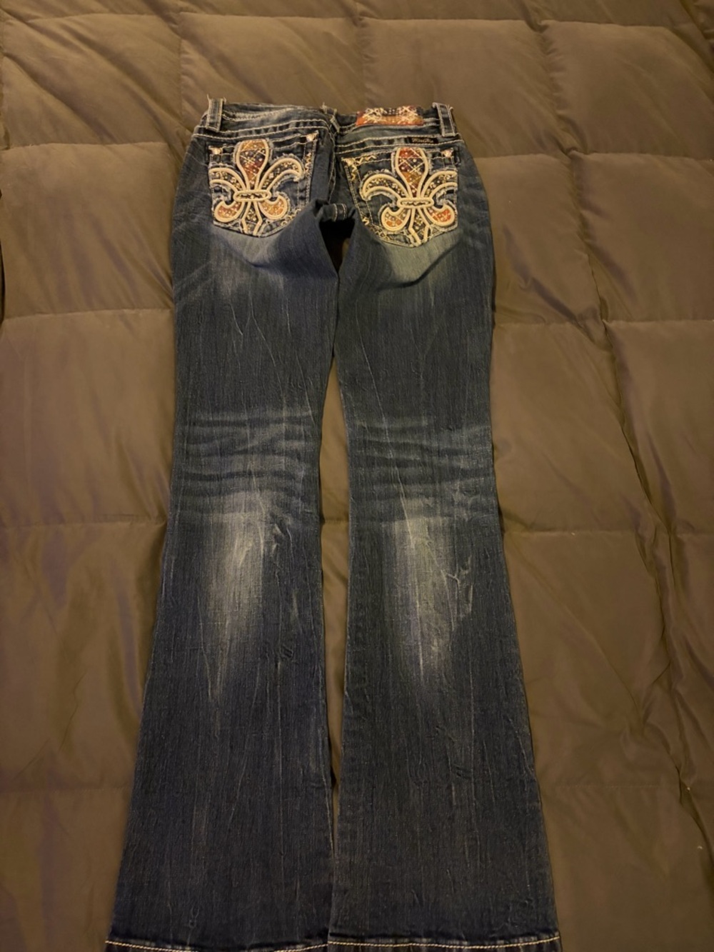 Miss Me Dark Blue Boot Cut Jeans with Fading - Picture 2 of 2